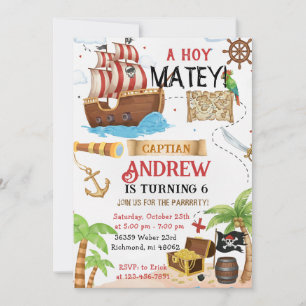Personalised pirate child's birthday invitation