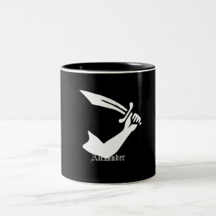 Personalised Pirate Flag Arm and Sword Jolly Roger Two-Tone Coffee Mug