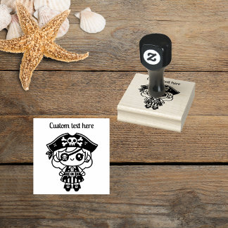 Personalised Pirate Girl Rubber Stamp