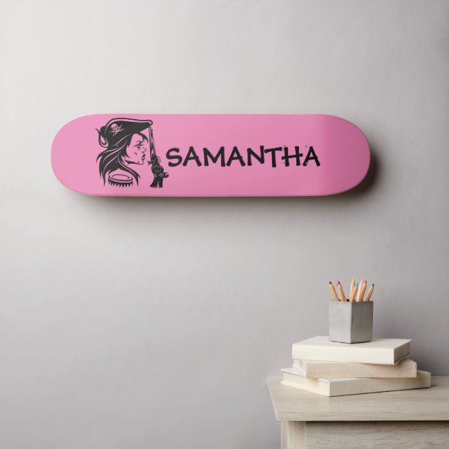 Personalised  Pirate Lady Skateboard (Wall Art (Horz))