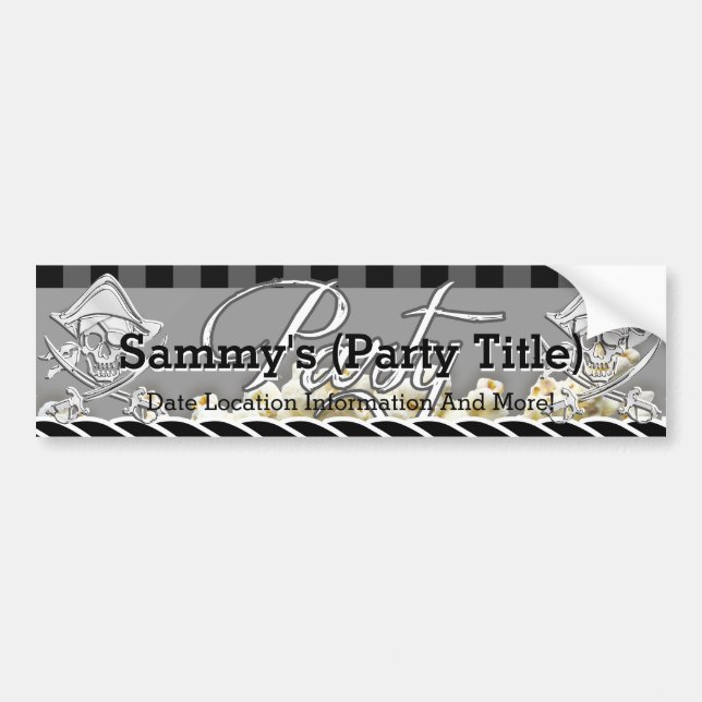 Personalised Pirate Party Bumper Sticker (Front)