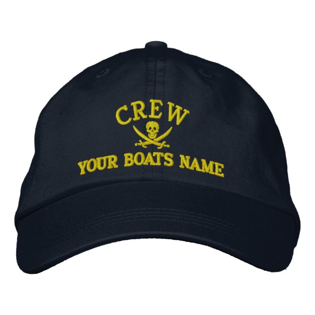 Personalised pirate sailing crew embroidered hat (Front)