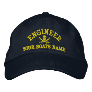 Personalised pirate sailing engineer embroidered hat