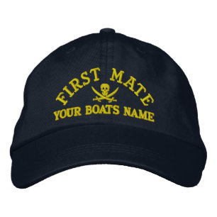 Personalised pirate sailing first mate embroidered hat