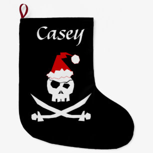 Personalised Pirate Santa Large Christmas Stocking