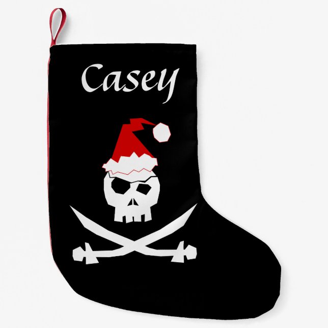 Personalised Pirate Santa Small Christmas Stocking (Front)