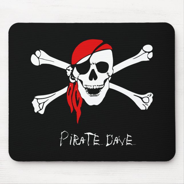 Personalised Pirate Skull and Crossbones Mousepad (Front)