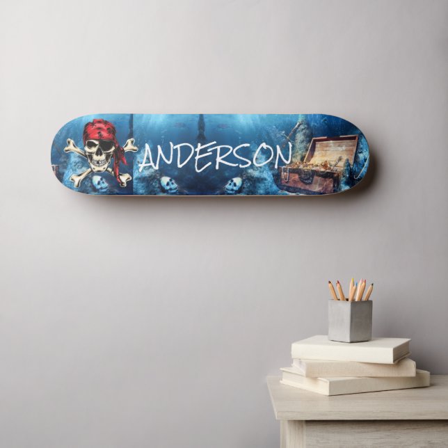 Personalised  Pirate Treasure Skateboard (Wall Art (Horz))