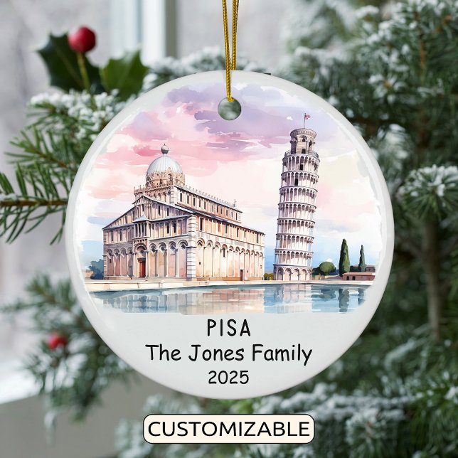 Personalised Pisa Ornament, Italy Ceramic Tree Decoration (Creator Uploaded)