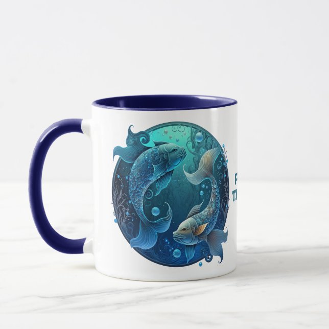Personalised Pisces Fish Zodiac Astrology Birthday Mug (Left)