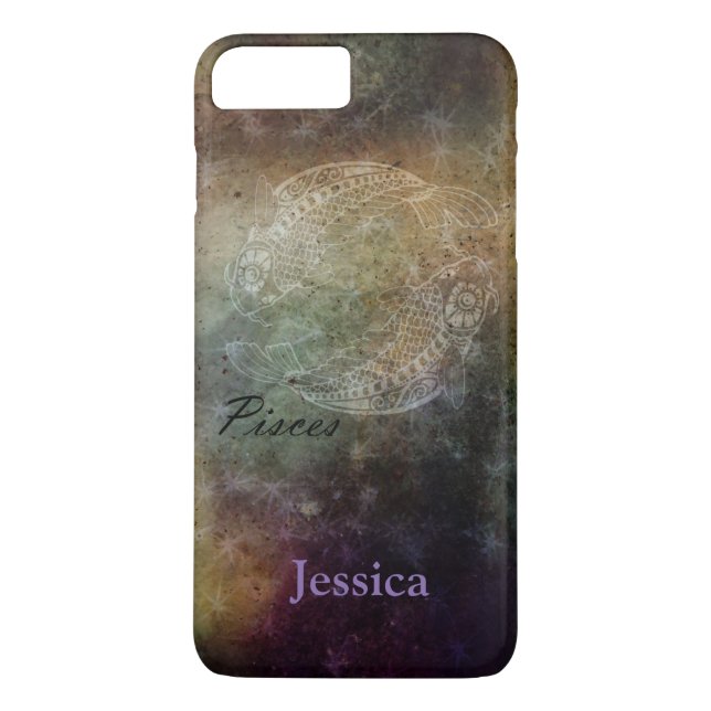 Personalised Pisces Grunge Zodiac Phone Case (Back)
