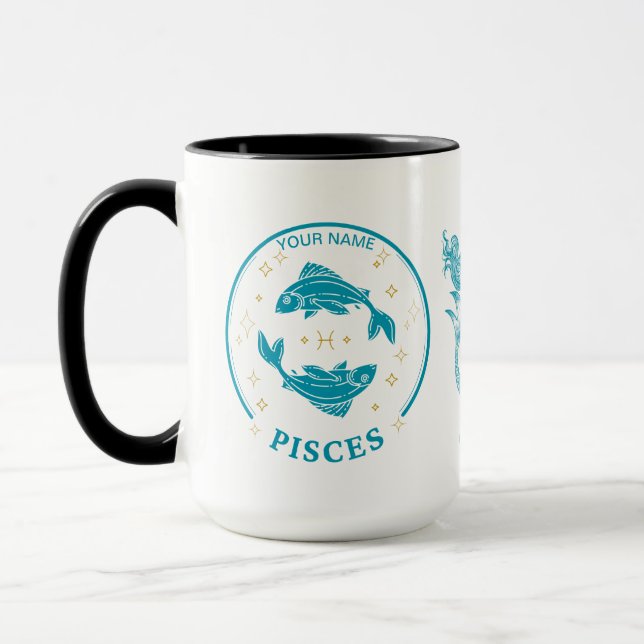 Personalised Pisces Zodiac 15 oz Coffee Mug (Left)