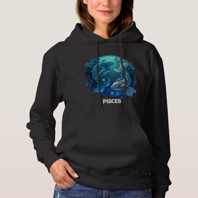 Personalised Pisces Zodiac Astrology Birthday Gift Hoodie (Front)