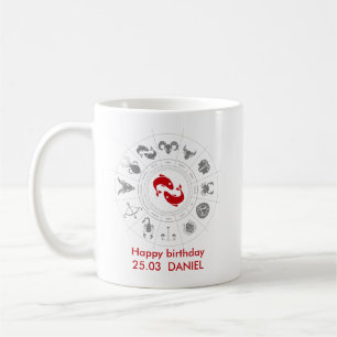 Personalised Pisces Zodiac Birthday Gift Coffee Mug
