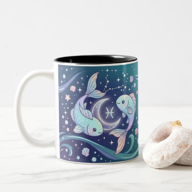 Personalised Pisces Zodiac Mug (With Donut)