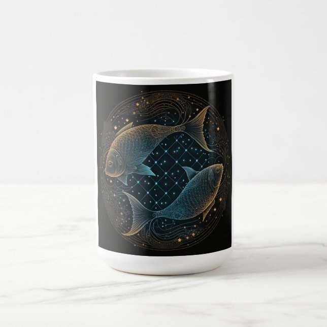 Personalised Pisces Zodiac Sign Mug, Coffee Mug (Center)