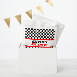 Personalised Pit Crew Chequered Flag Party Favour Bags