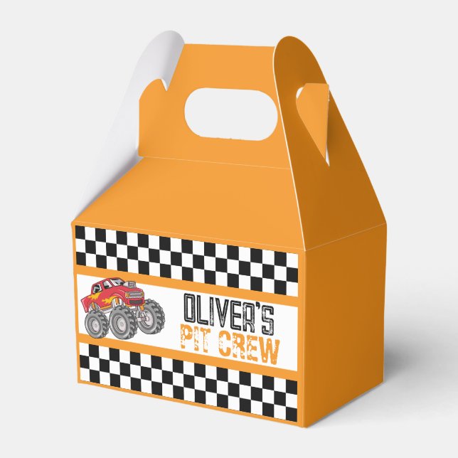 Personalised Pit Crew Chequered Flag Party Favour Box (Front Side)