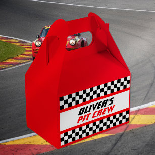 Personalised Pit Crew Chequered Flag Party Favour Box