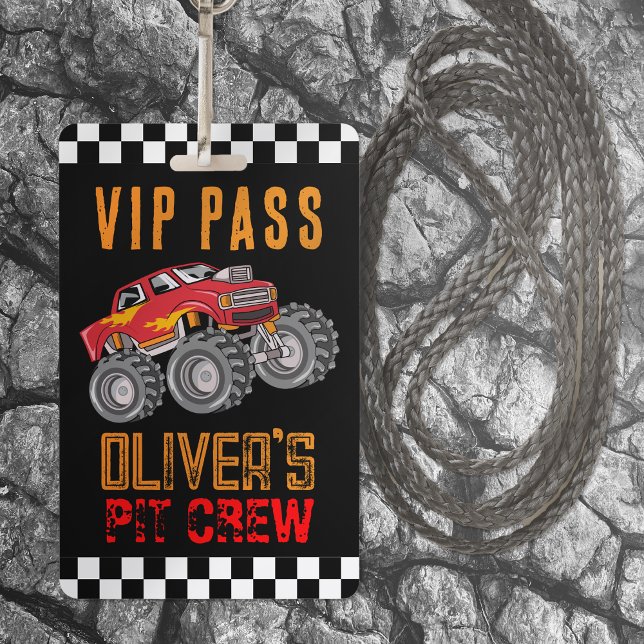 Personalised Pit Crew Monster Truck VIP Pass ID Badge (Creator Uploaded)