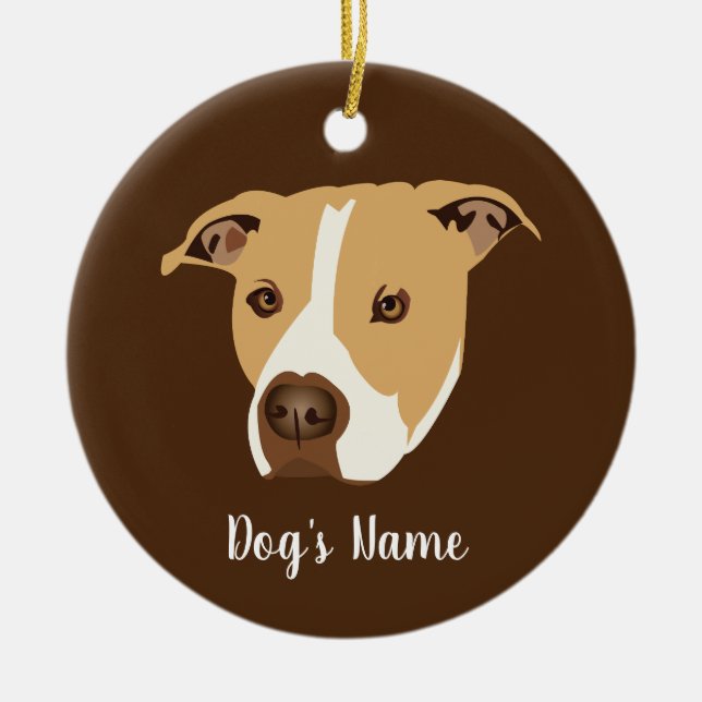 Personalised Pitbull Ceramic Tree Decoration (Front)