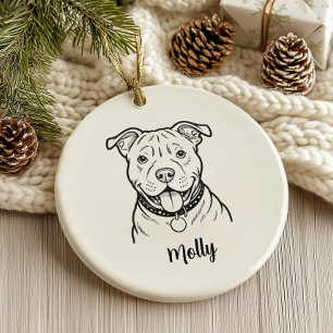 Personalised Pitbull Dog Christmas Ceramic Tree Decoration