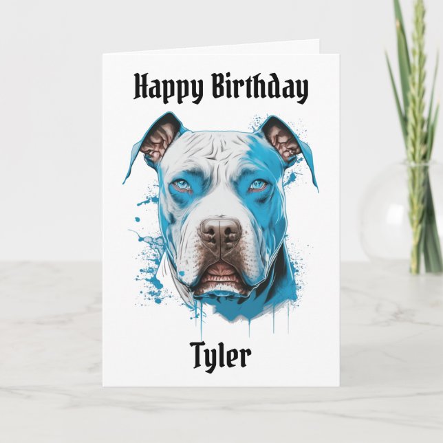 Personalised Pitbull Puns Happy Birthday Card (Front)