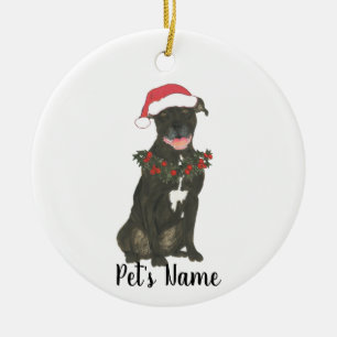 Personalised Pitbull Staffy (Black) Ceramic Tree Decoration