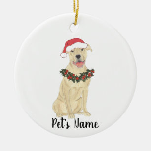 Personalised Pitbull Staffy (Fawn Tan Cream) Ceramic Tree Decoration