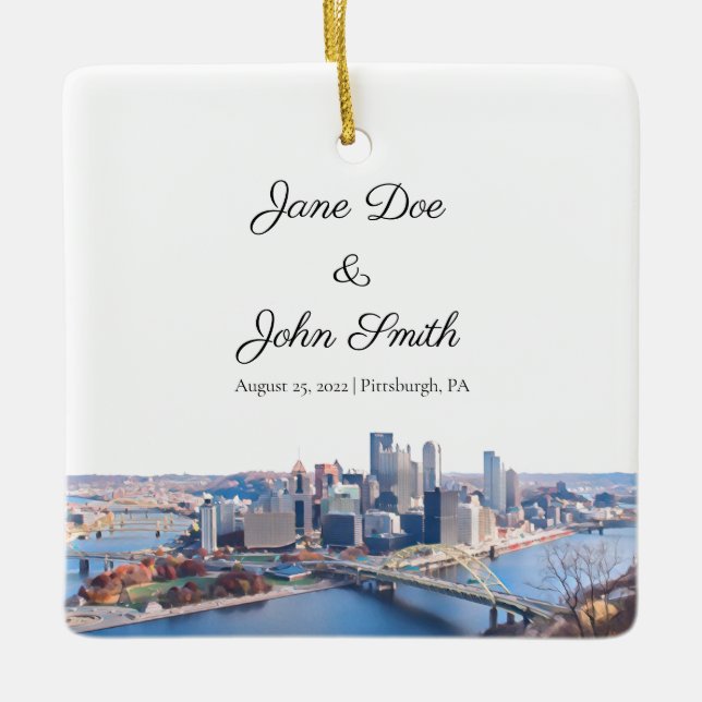 Personalised Pittsburgh Ceramic Ornament (Front)