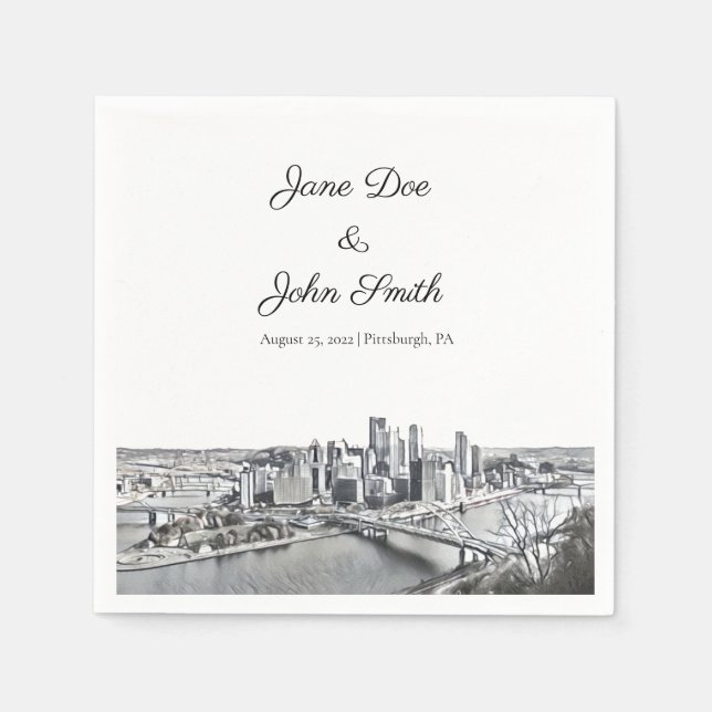 Personalised Pittsburgh Cocktail Napkin (Front)