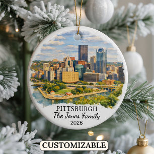Personalised Pittsburgh, Custom Pennsylvania Ceramic Tree Decoration
