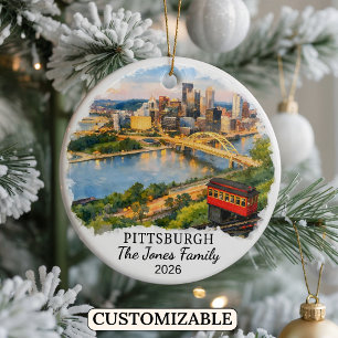 Personalised Pittsburgh, Custom Pennsylvania Ceramic Tree Decoration