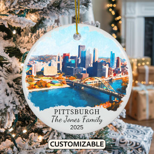 Personalised Pittsburgh Ornament, Kansas Gift Ceramic Tree Decoration