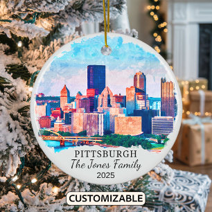 Personalised Pittsburgh Ornament, Pennsylvania Ceramic Tree Decoration