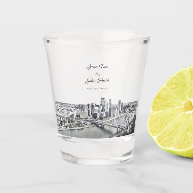 Personalised Pittsburgh Shot Glass (Front)