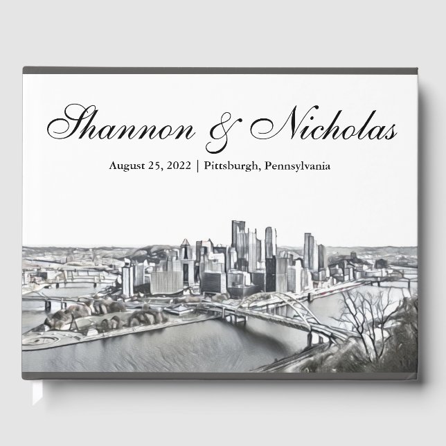 Personalised Pittsburgh Skyline Guest Book (Front)