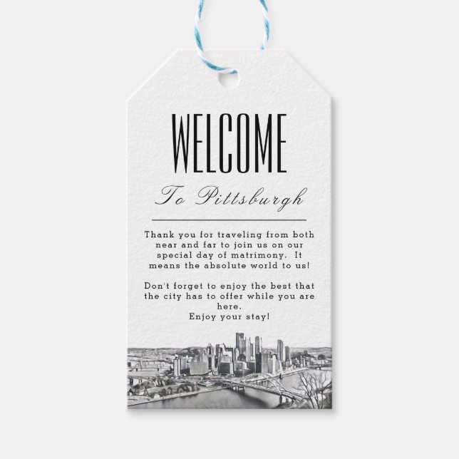 Personalised Pittsburgh Welcome Gift Tag (Front)