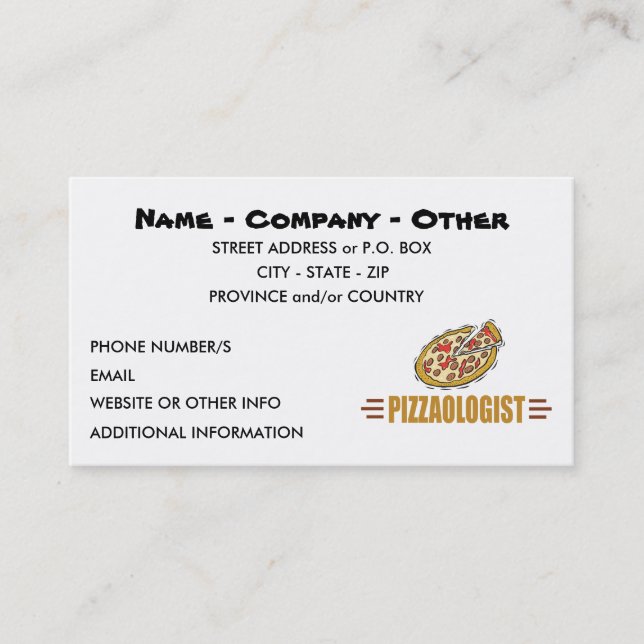 Personalised Pizza Business Card (Front)