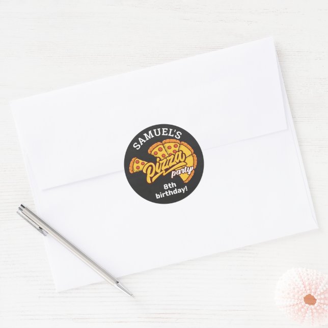 Personalised Pizza Palace Birthday Party, Any Age Classic Round Sticker (Envelope)