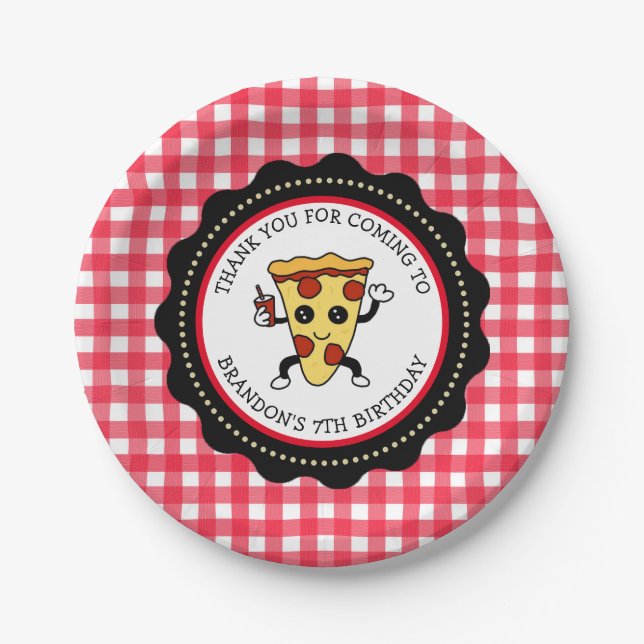 Personalised Pizza Party Birthday Paper Plate (Front)
