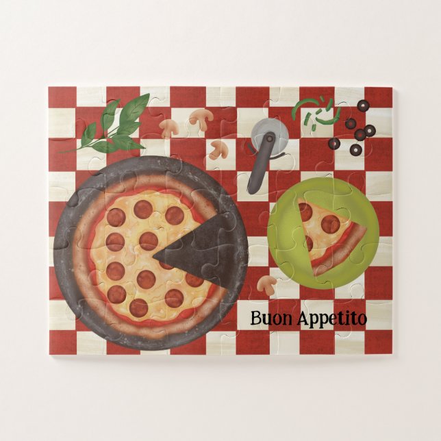 Personalised Pizza Pepperoni Italian Custom Jigsaw Puzzle (Horizontal)