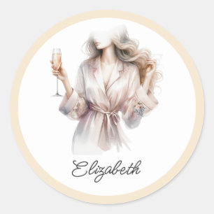 Personalised PJs & Prosecco Bridal Shower Favour Classic Round Sticker