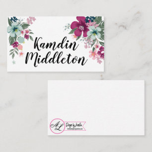 Personalised Place Cards Tropical Flowers on White