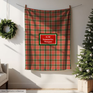 Personalised Plaid Blanket Chic Red Green Xmas