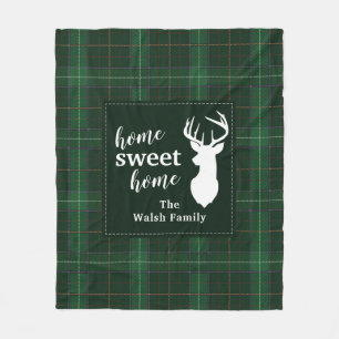 Personalised Plaid Christmas Holiday Family Home Fleece Blanket
