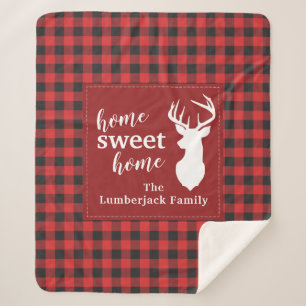 Personalised Plaid Christmas Holiday Lumberjack Sherpa Blanket