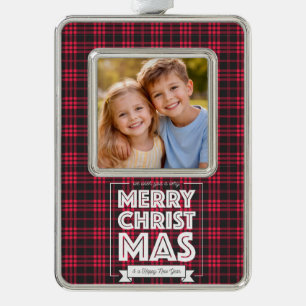 Personalised Plaid Christmas Photo Ornament Cust