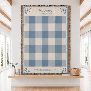 Personalised Plaid Couples Woven Throw Blanket