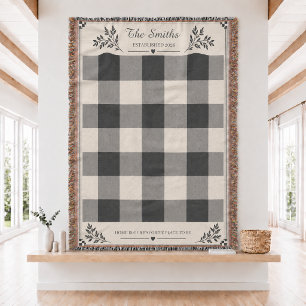 Personalised Plaid Couples Woven Throw Blanket